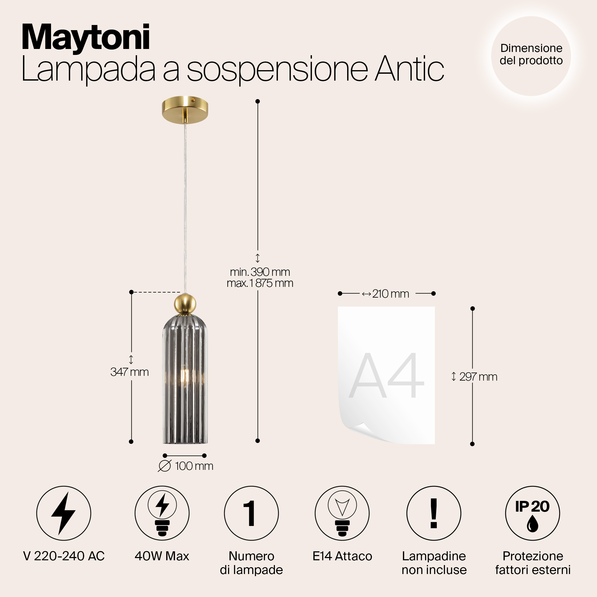 картинка Подвесной светильник Maytoni MOD302PL-01GR от магазина pro-decor.kz