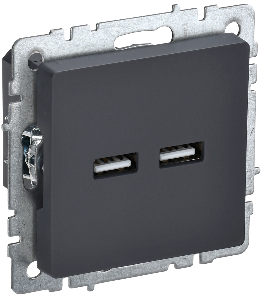 картинка BRITE Роз. USB A+A 3,1А РЮ10-1-БрГ граф. IEK от магазина pro-decor.kz