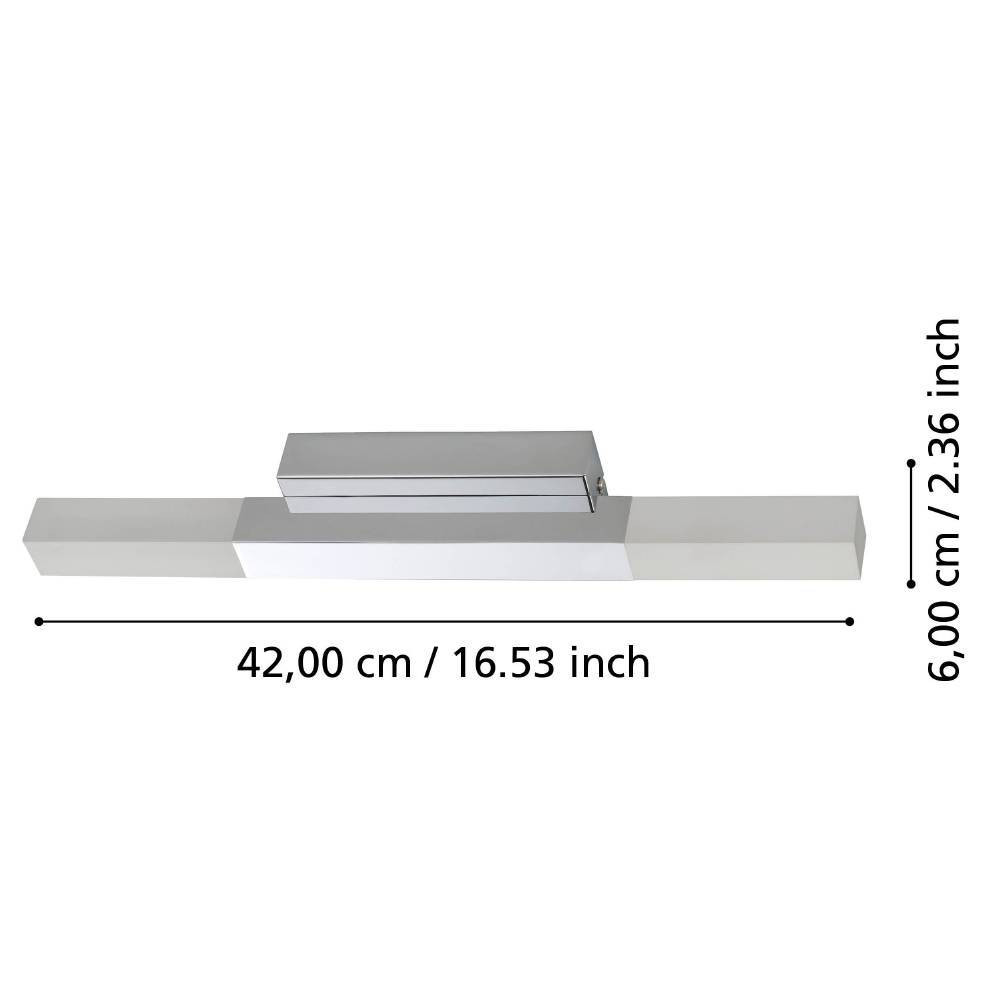 картинка 900618 Подсветка для зеркала ALCUDIA, LED 2X5,5W, IP44, L420, H30, A60, алюминий, сталь, хромированная от магазина pro-decor.kz