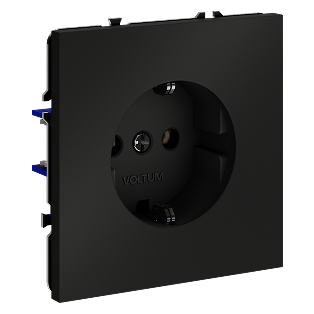 картинка Розетка встраиваемая VOLTUM S70 с заземлением 16А, (черный матовый) VLS040108 от магазина pro-decor.kz