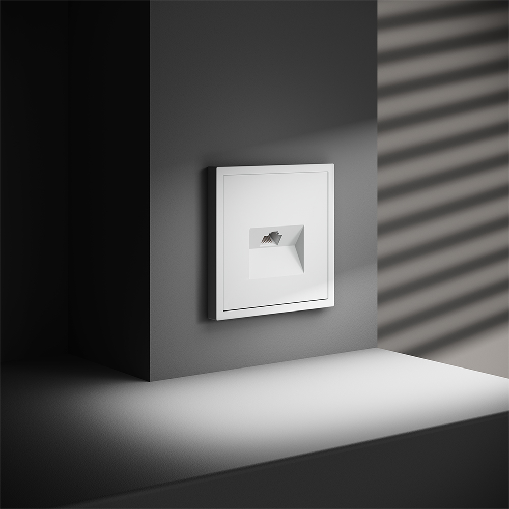 картинка Розетка компьютерная встраиваемая VOLTUM S70 RJ45 кат.6, (белый матовый) VLS060102 от магазина pro-decor.kz