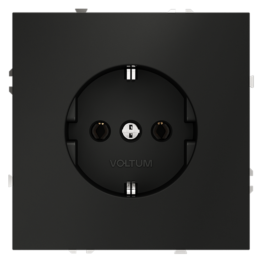 картинка Розетка встраиваемая VOLTUM S70 с заземлением 16А, (черный матовый) VLS040108 от магазина pro-decor.kz
