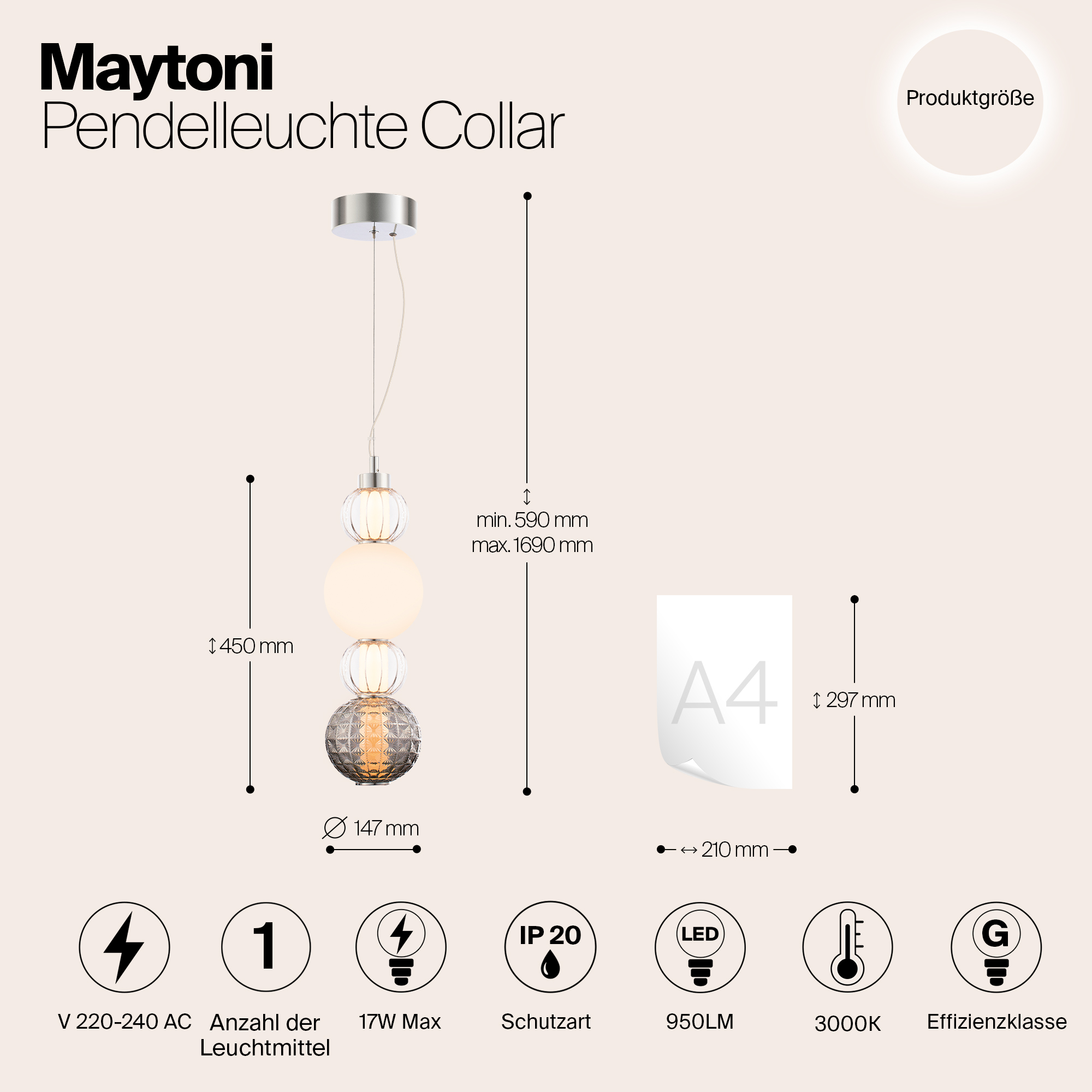 картинка Подвесной светодиодный светильник Maytoni Collar P069PL-L17CH3K от магазина pro-decor.kz