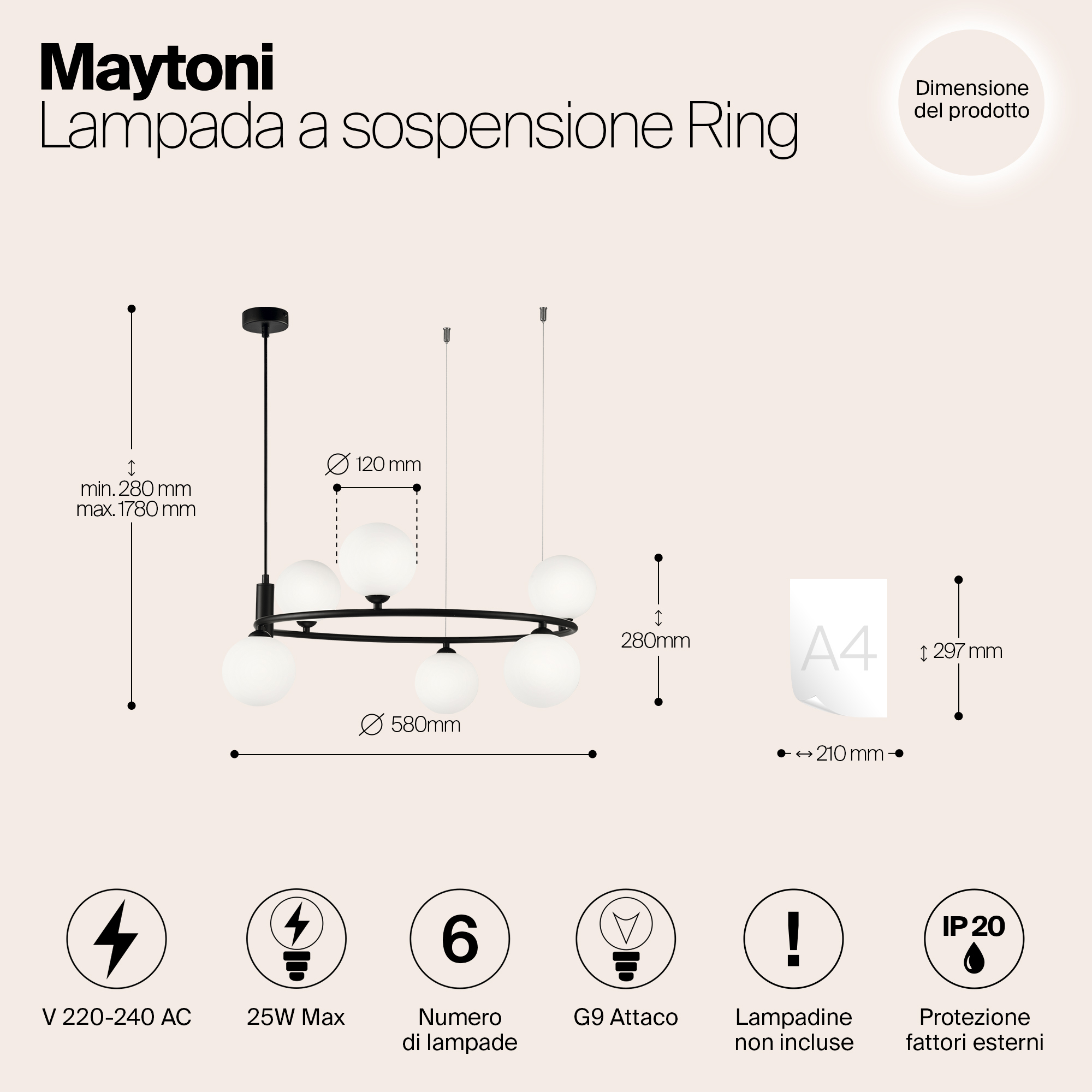 картинка Подвесная люстра Maytoni Ring MOD013PL-06B от магазина pro-decor.kz