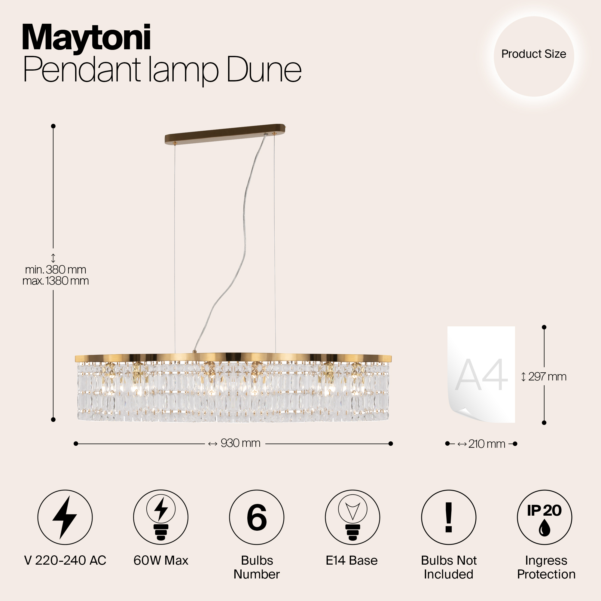картинка Подвесной светильник Maytoni DIA005PL-06G от магазина pro-decor.kz