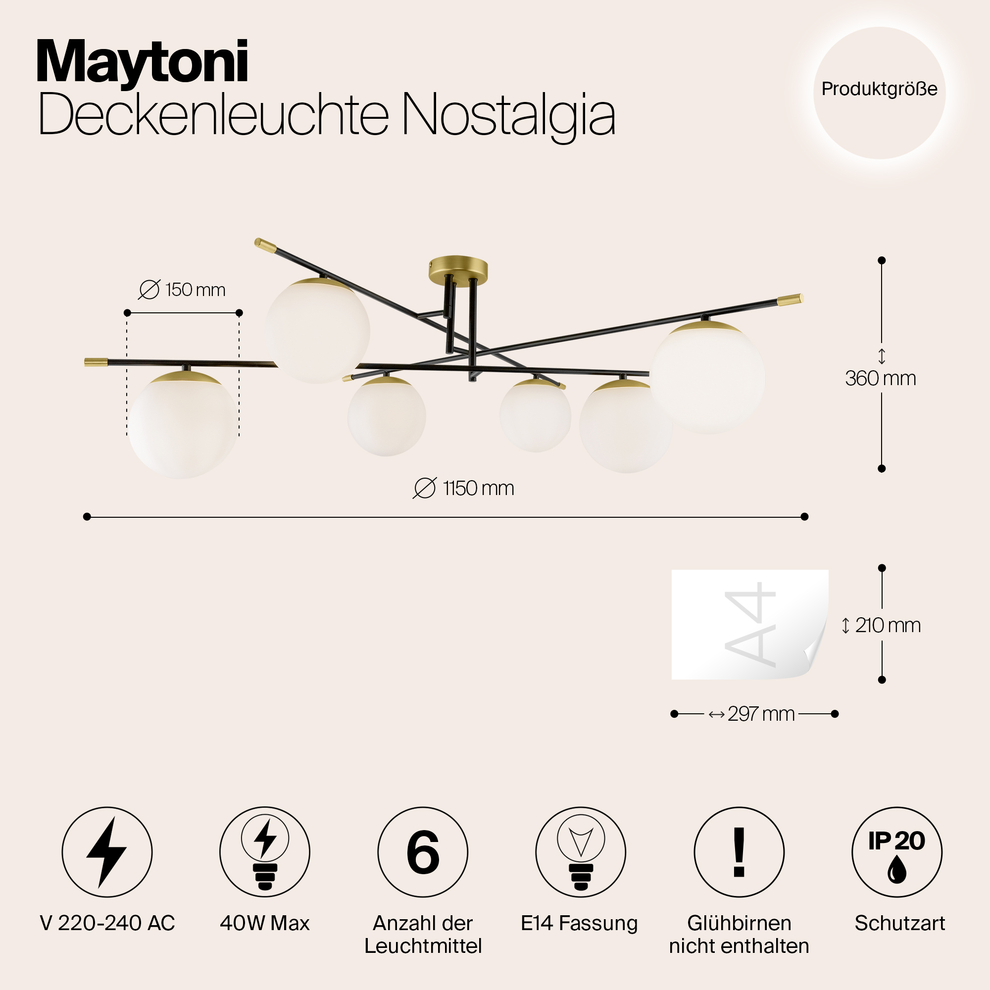 картинка Потолочная люстра Maytoni Nostalgia MOD048CL-06G от магазина pro-decor.kz