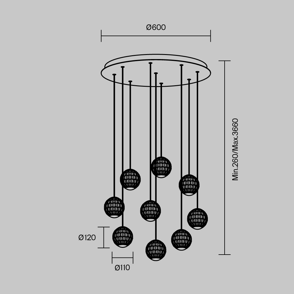 картинка Подвесной светильник Maytoni MOD293PL-L56BS3K от магазина pro-decor.kz