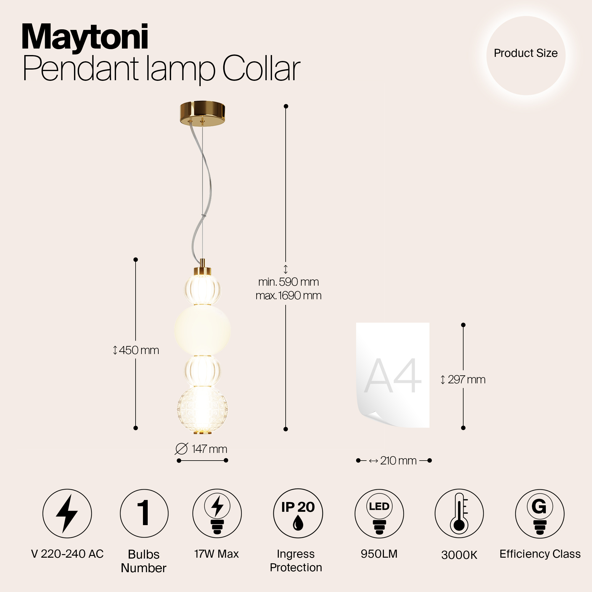 картинка Подвесной светильник Maytoni P069PL-L17G3K от магазина pro-decor.kz