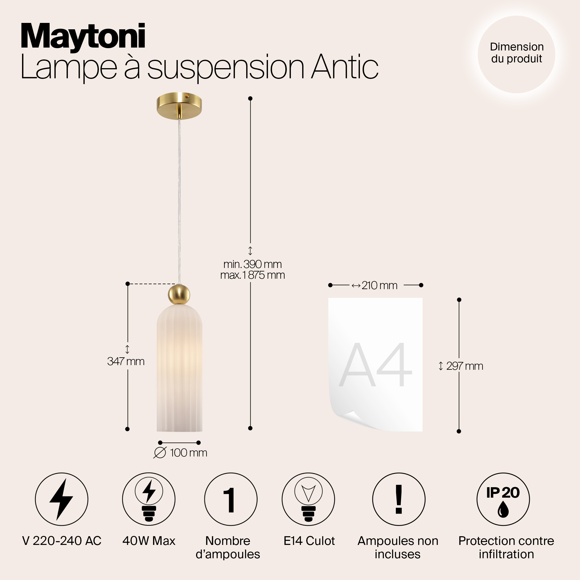 картинка Подвесной светильник Maytoni MOD302PL-01W от магазина pro-decor.kz