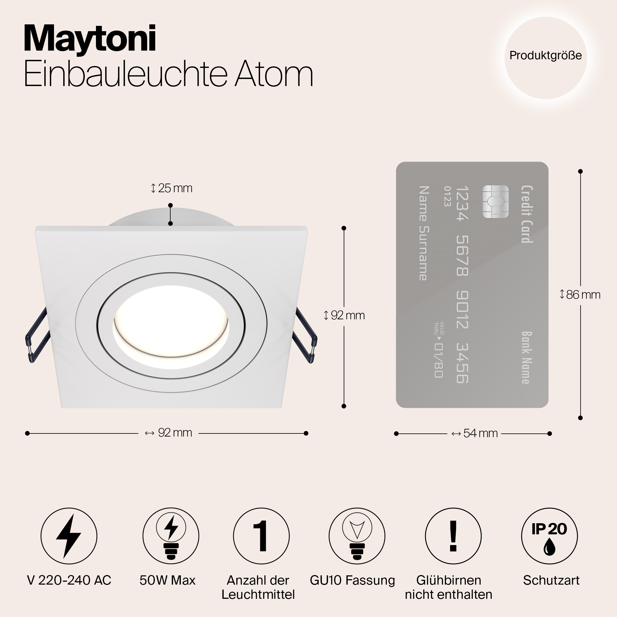 картинка Встраиваемый светильник Maytoni Atom DL024-2-01W от магазина pro-decor.kz