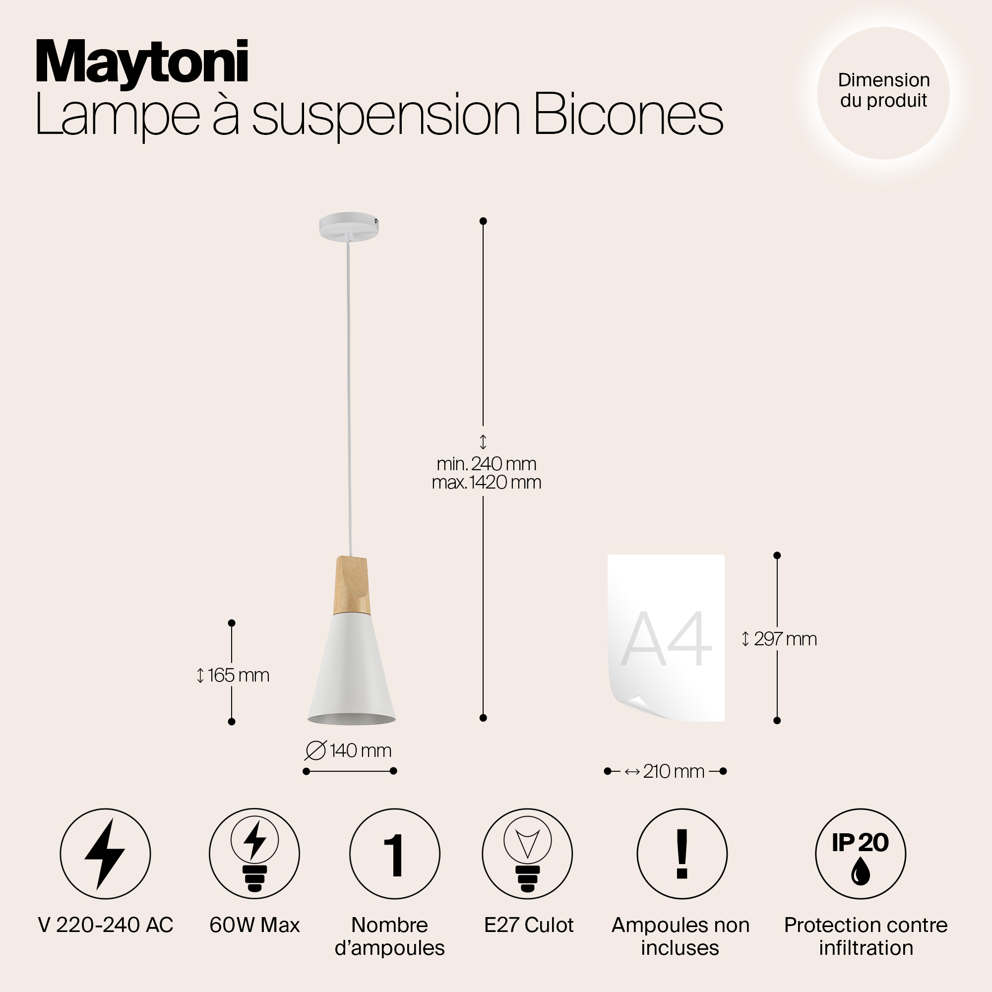 картинка Подвесной светильник Maytoni Bicones P359-PL-140-W магазин pro-decor.kz являющийся официальным дистрибьютором в Казахстане картинка Подвесной светильник Maytoni Bicones P359-PL-140-W от магазина pro-decor.kz