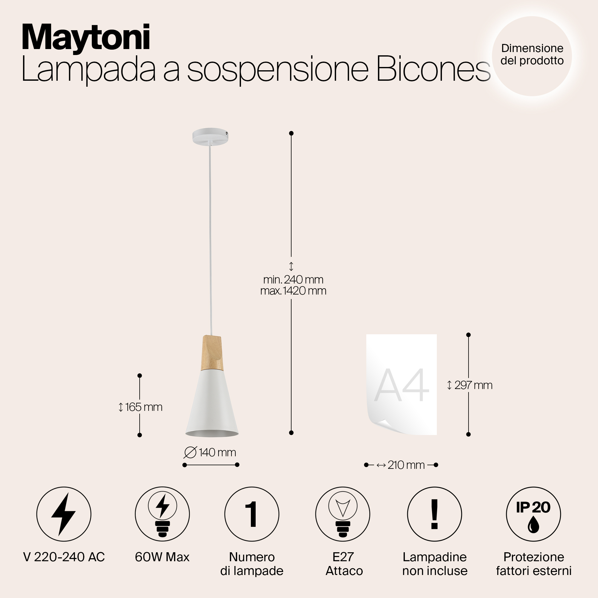 картинка Подвесной светильник Maytoni Bicones P359-PL-140-W магазин pro-decor.kz являющийся официальным дистрибьютором в Казахстане картинка Подвесной светильник Maytoni Bicones P359-PL-140-W от магазина pro-decor.kz