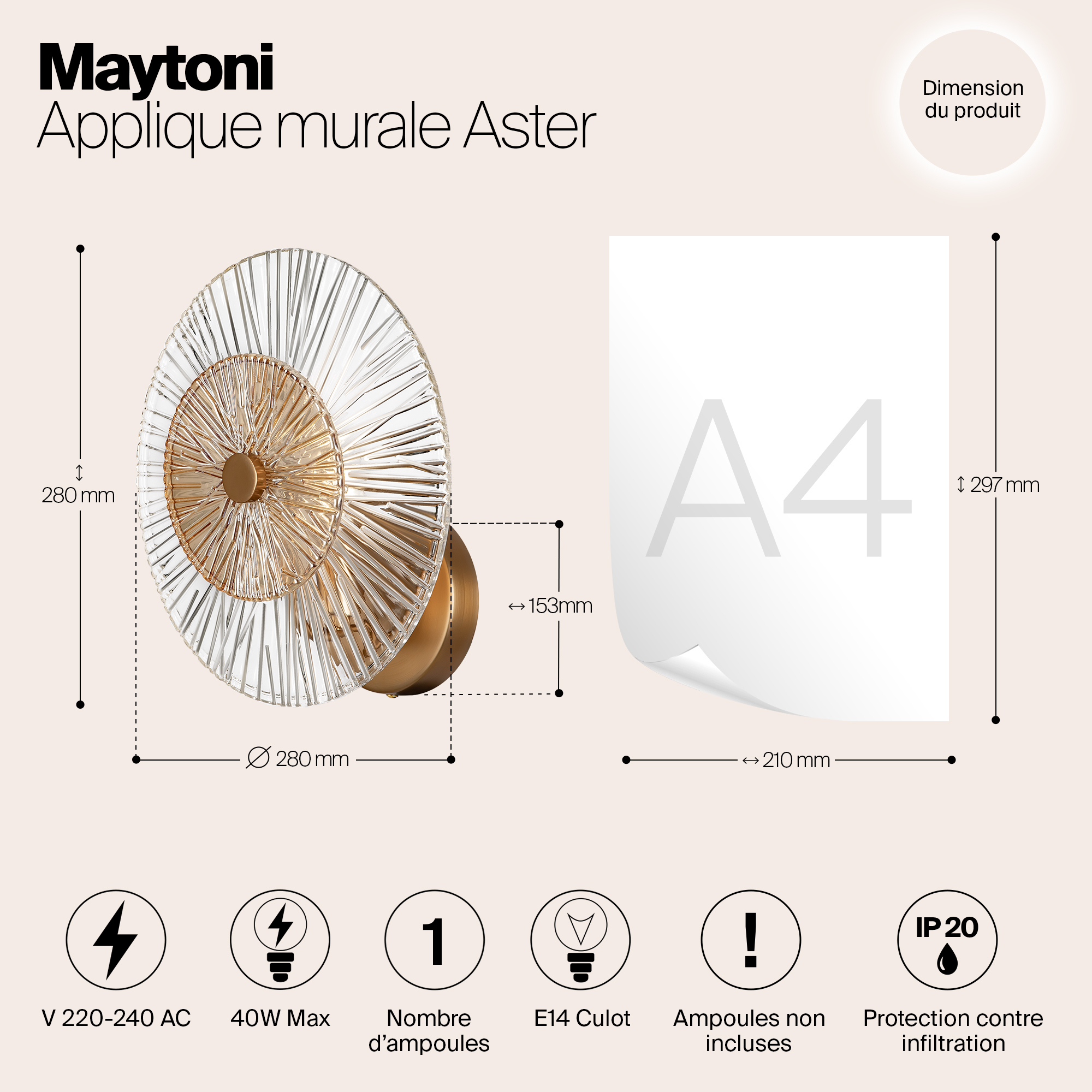 картинка Бра Maytoni MOD007WL-01G от магазина pro-decor.kz