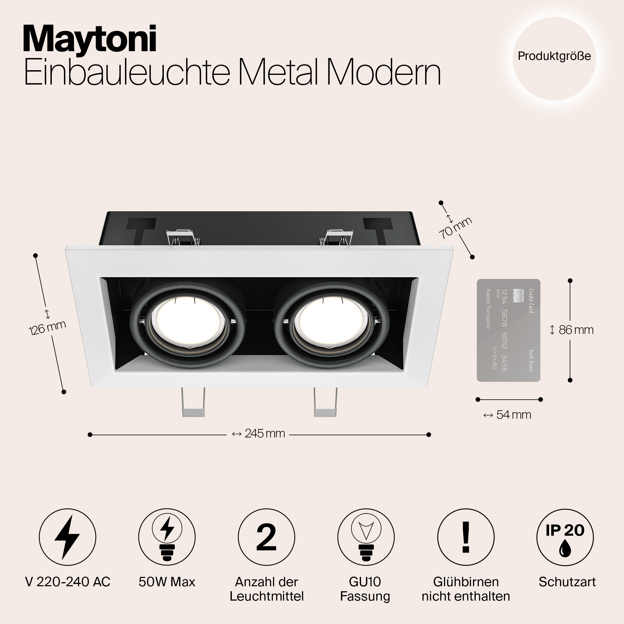 картинка Встраиваемый светильник Maytoni Metal DL008-2-02-W от магазина pro-decor.kz