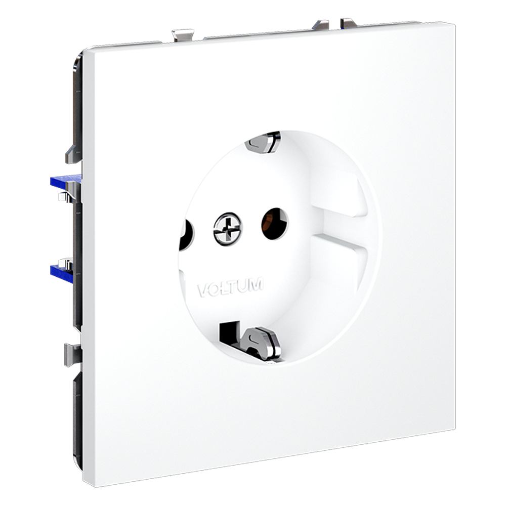 картинка Розетка встраиваемая VOLTUM S70 с заземлением 16А, (белый матовый) VLS040102 от магазина pro-decor.kz