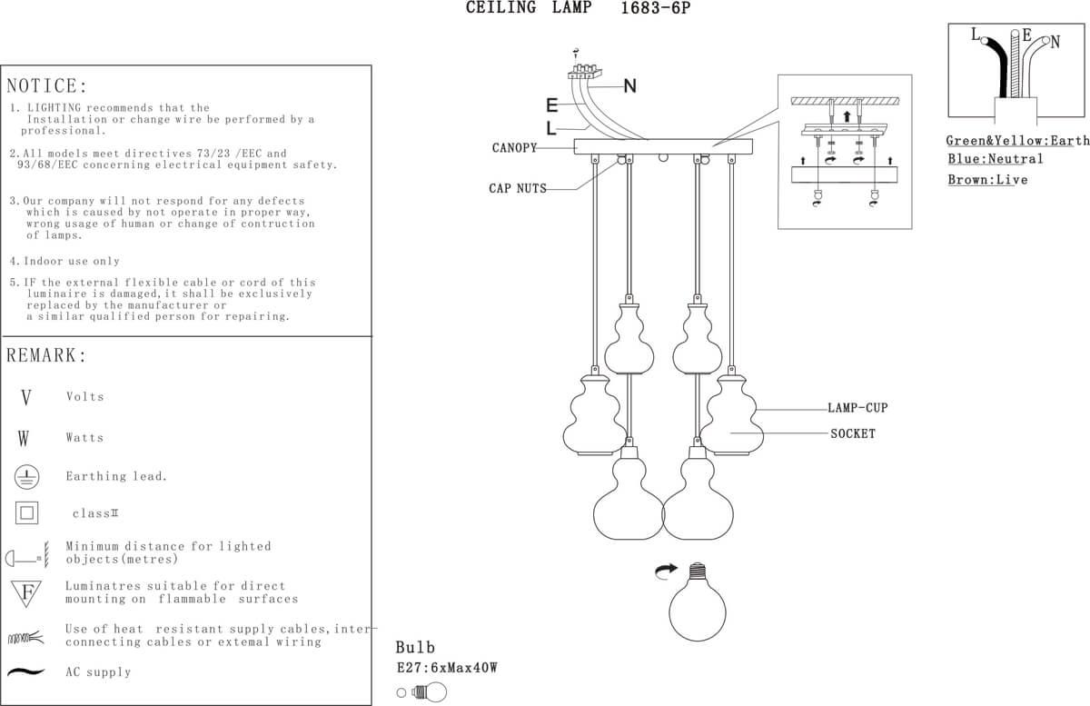 картинка Подвесной светильник F-Promo Bibili 1683-6P от магазина pro-decor.kz