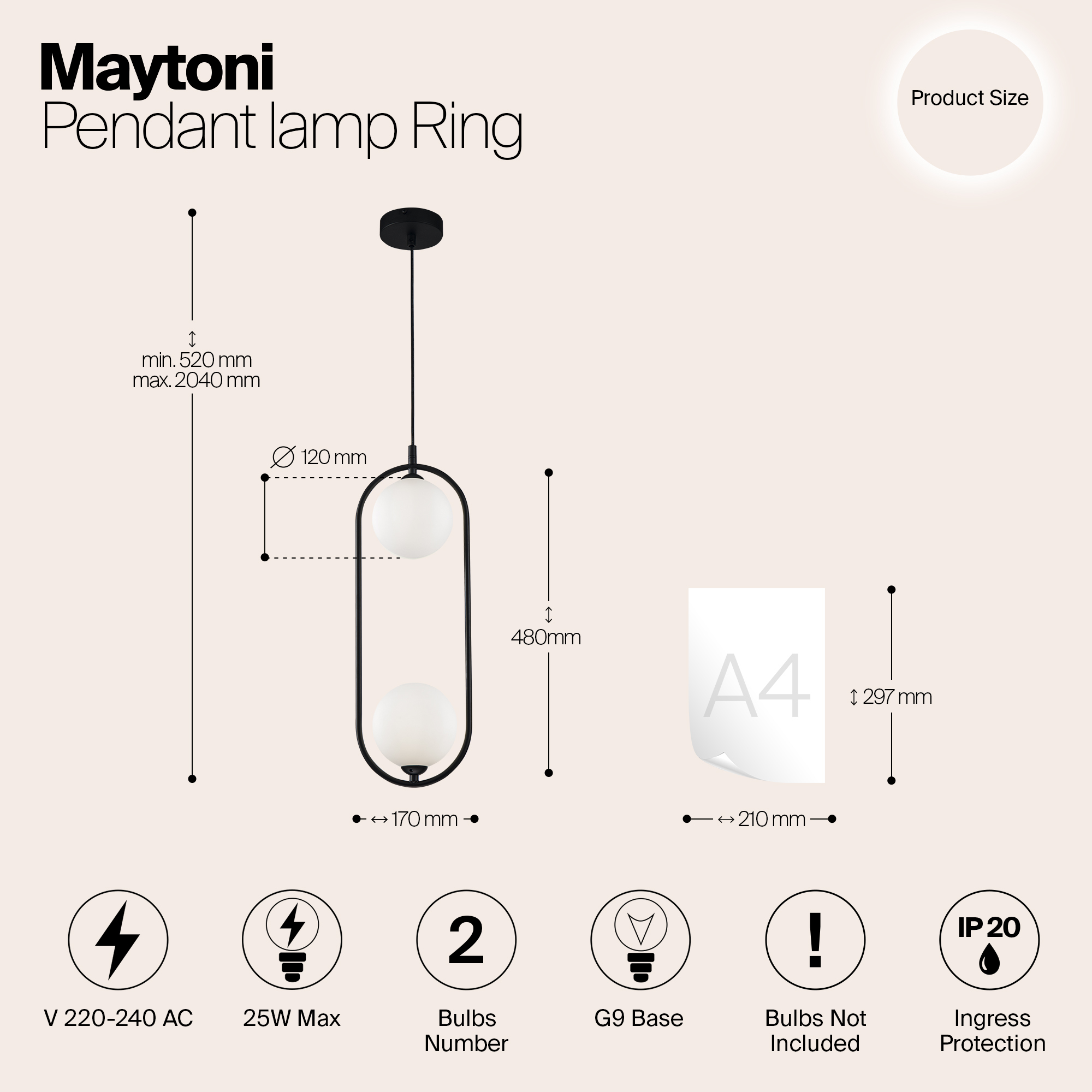 картинка Подвесной светильник Maytoni Ring MOD013PL-02B от магазина pro-decor.kz