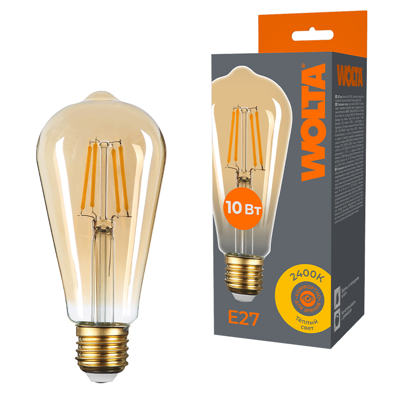 картинка Светодиодная лампа WOLTA WF-ST64-10W2.4KE27 магазин pro-decor.kz являющийся официальным дистрибьютором в Казахстане картинка Светодиодная лампа WOLTA WF-ST64-10W2.4KE27 от магазина pro-decor.kz