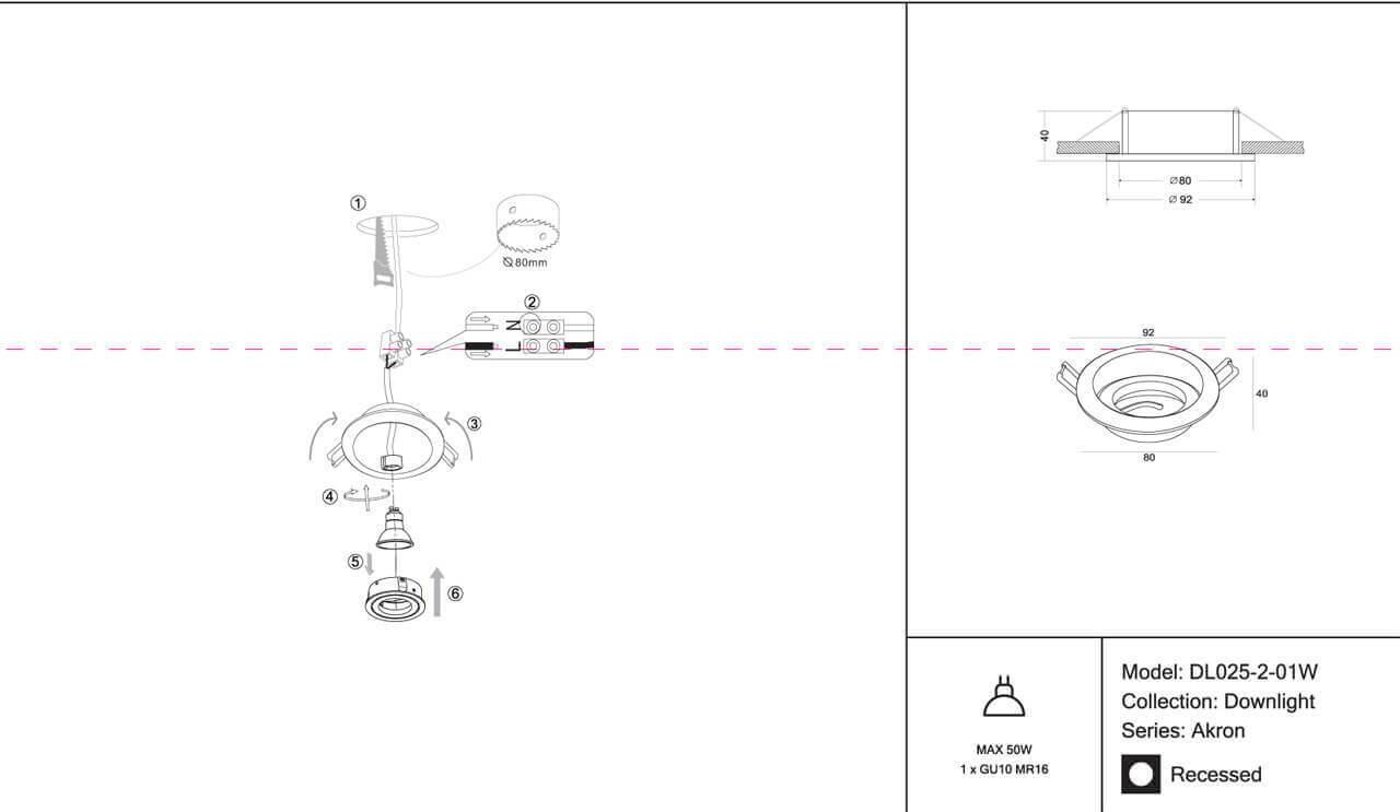 картинка Встраиваемый светильник Maytoni Akron DL025-2-01W от магазина pro-decor.kz