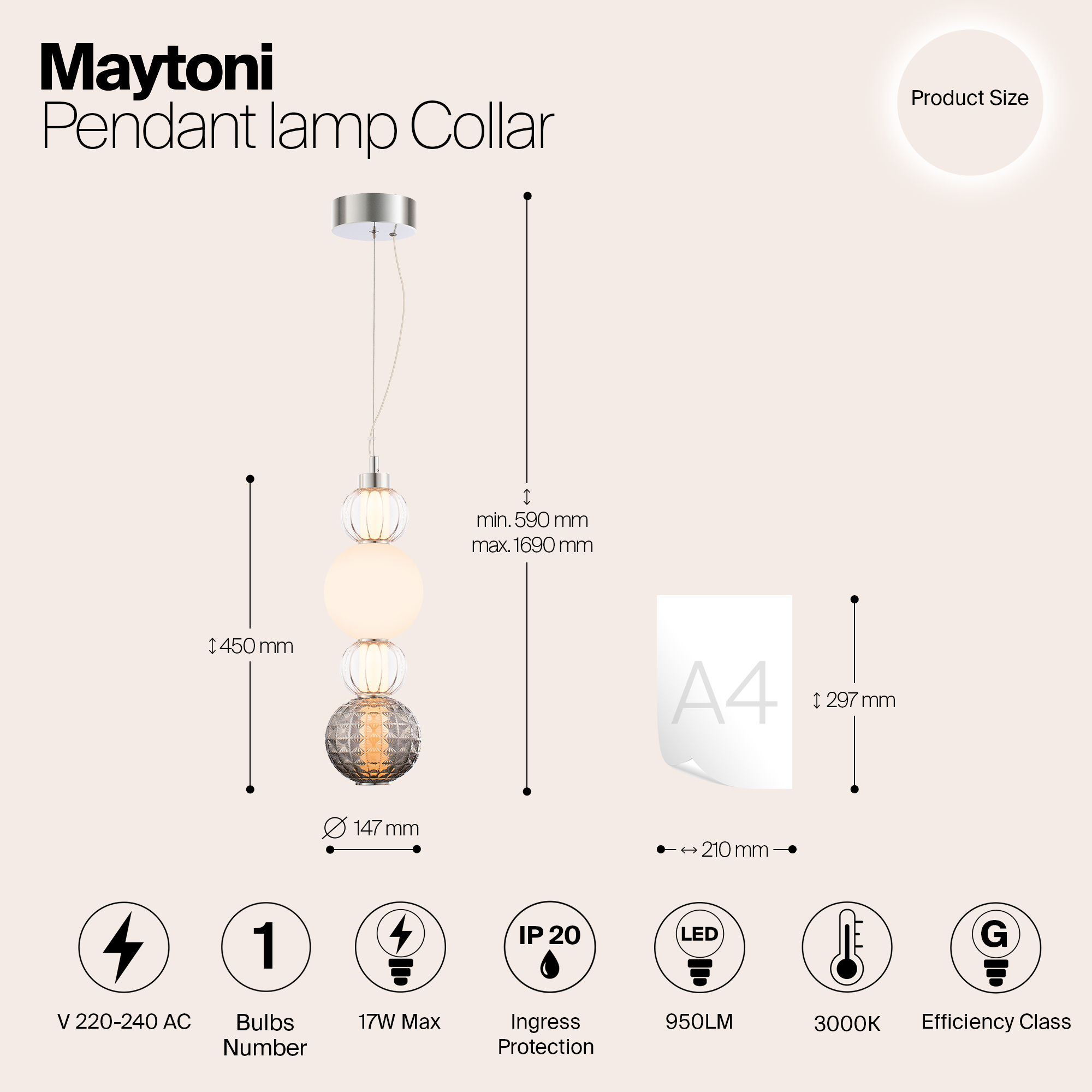 картинка Подвесной светодиодный светильник Maytoni Collar P069PL-L17CH3K от магазина pro-decor.kz