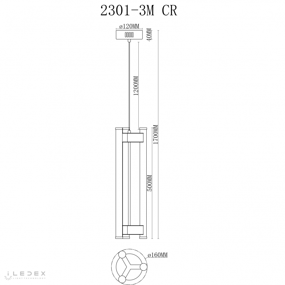 картинка Светильник подвесной iLedex Rocks iLedex 2301-3M CR от магазина pro-decor.kz