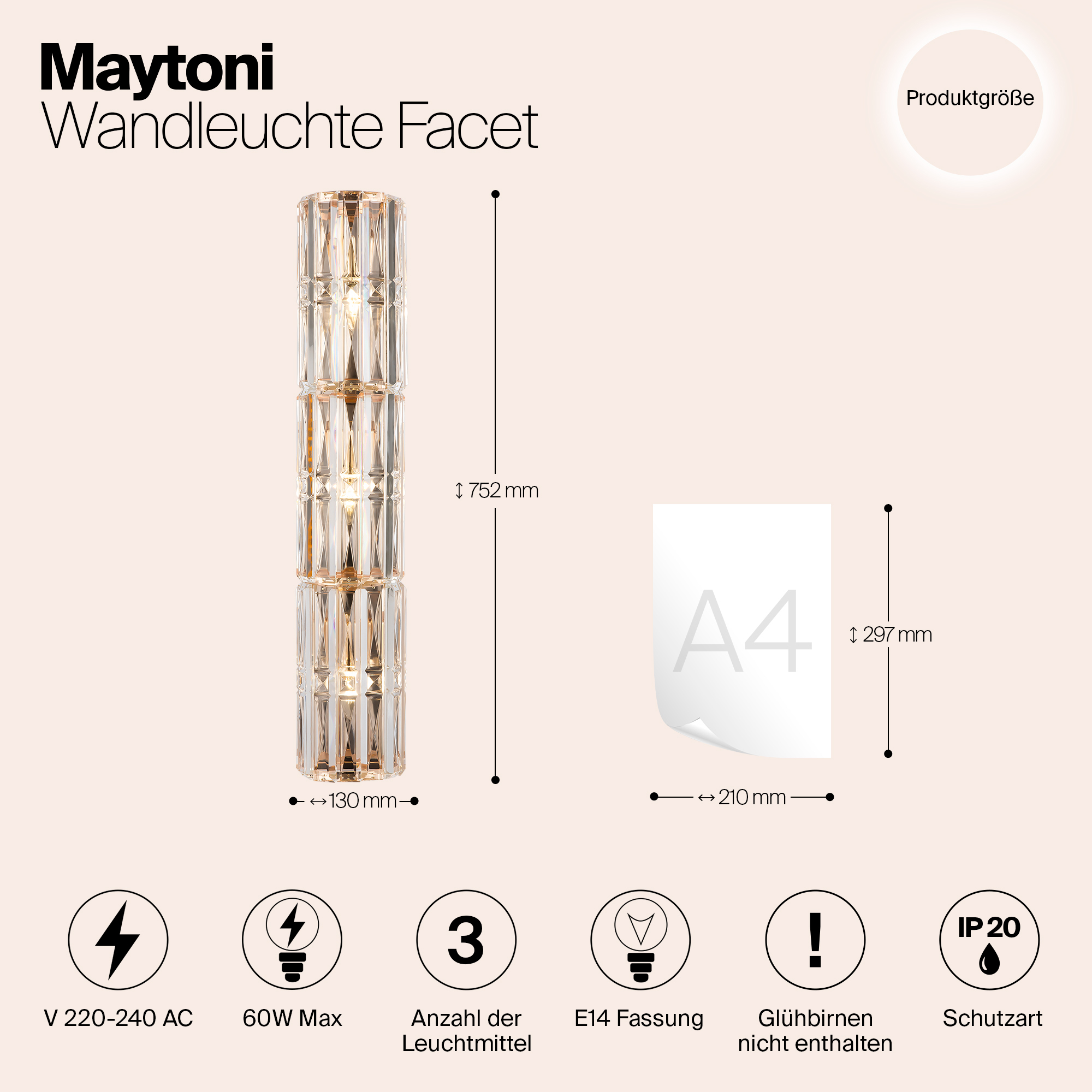 картинка Настенный светильник (бра) Maytoni MOD094WL-03G от магазина pro-decor.kz