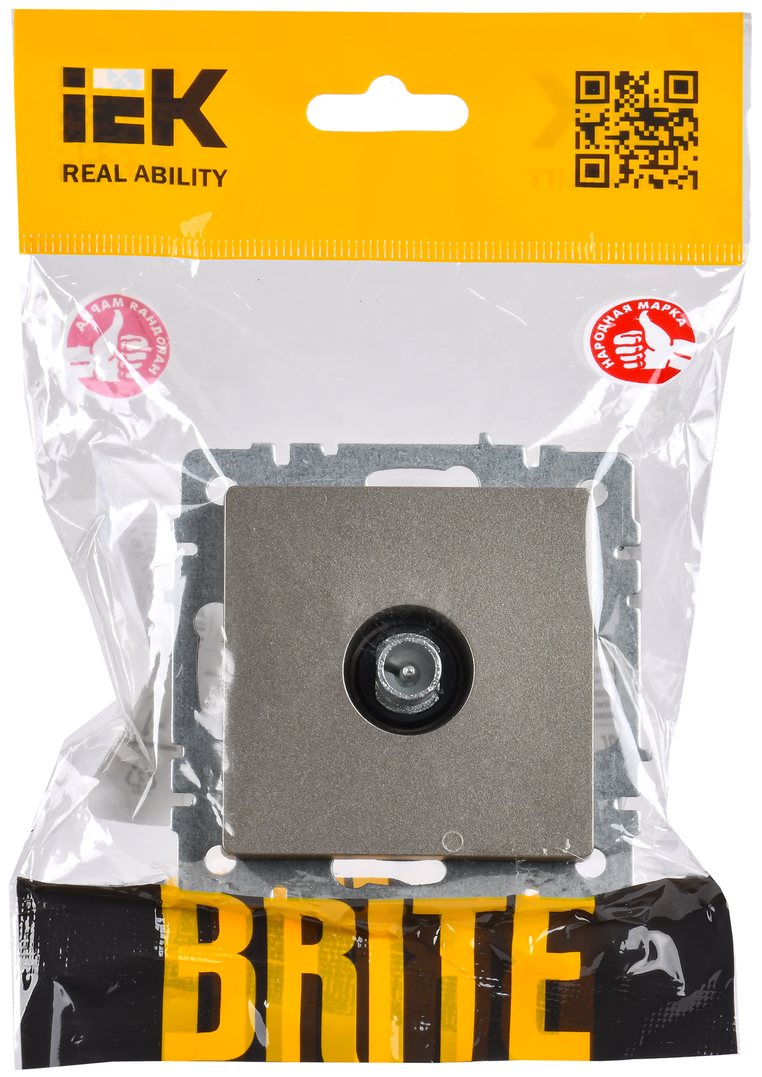 картинка BRITE Роз. TV проходная РТВ10-0-БрШ шамп. IEK от магазина pro-decor.kz