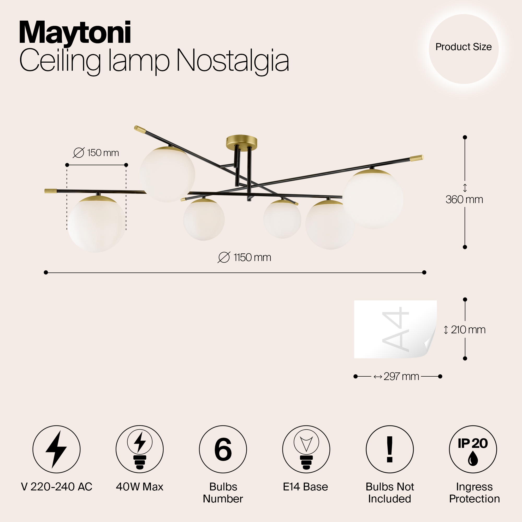 картинка Потолочная люстра Maytoni Nostalgia MOD048CL-06G от магазина pro-decor.kz