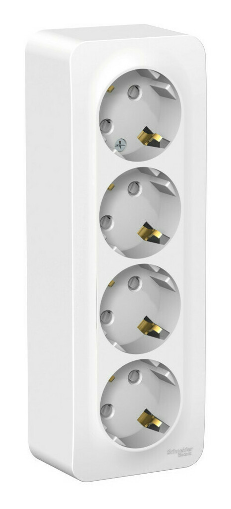 картинка BLANCA О У РОЗЕТКА 4 я с заземл. со шторками ИЗОЛ.ПЛ.,16А, 250В, БЕЛЫЙ от магазина pro-decor.kz