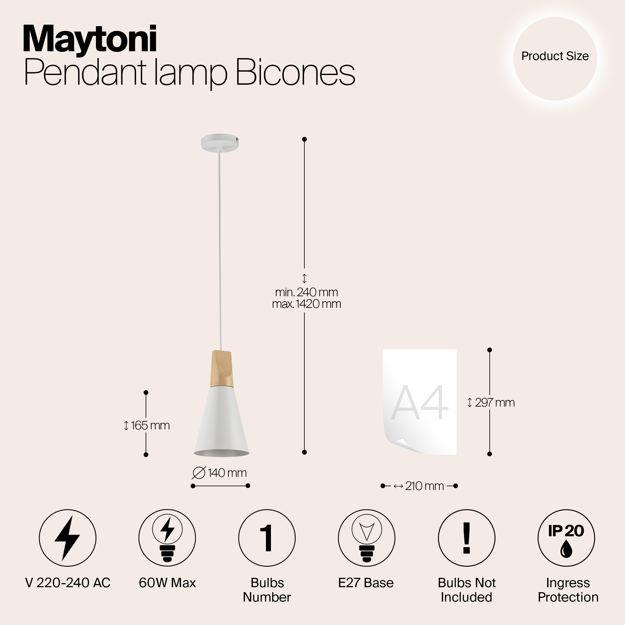 картинка Подвесной светильник Maytoni Bicones P359-PL-140-W магазин pro-decor.kz являющийся официальным дистрибьютором в Казахстане картинка Подвесной светильник Maytoni Bicones P359-PL-140-W от магазина pro-decor.kz