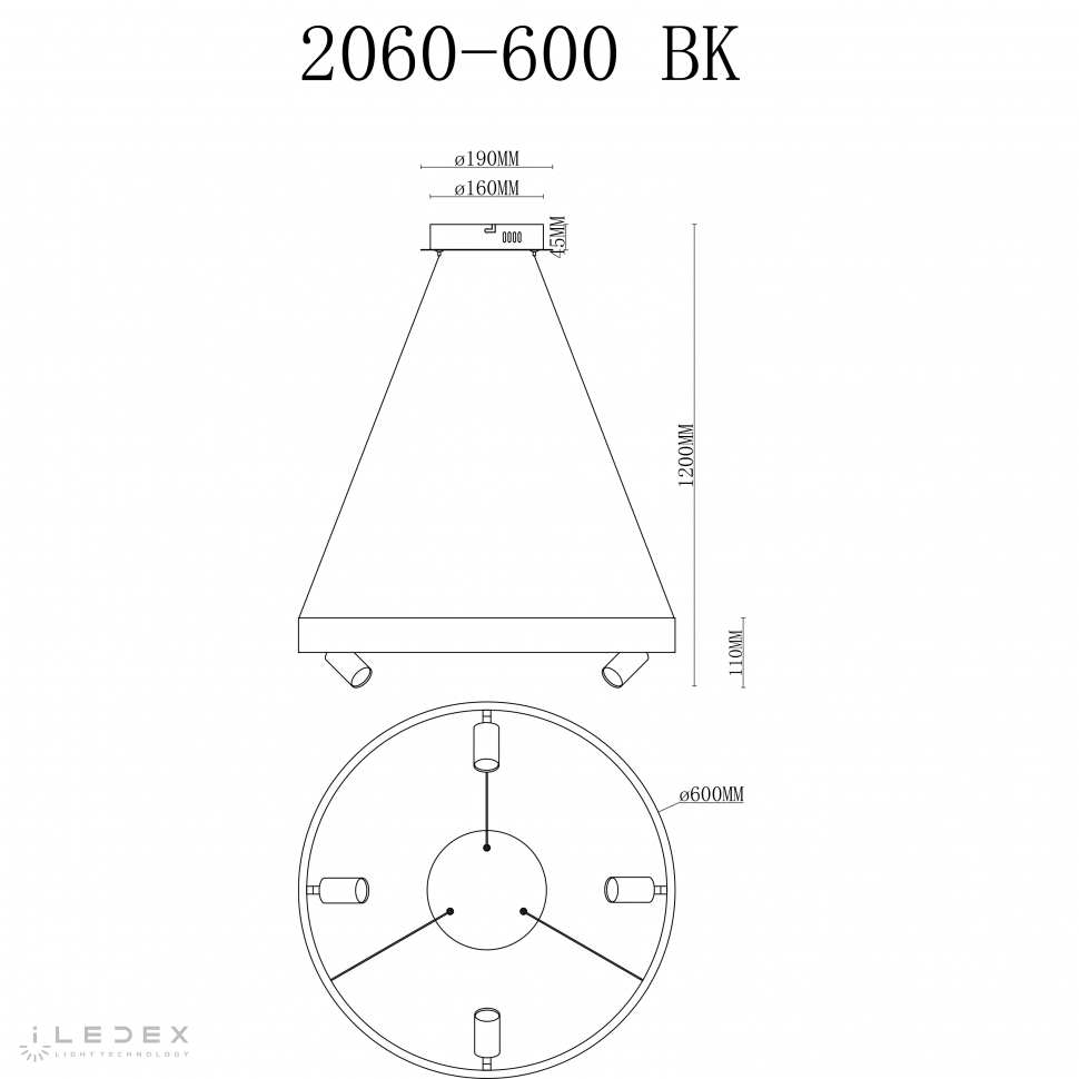 картинка Светильник подвесной iLedex Vision iLedex 2060-D600 BK магазин pro-decor.kz являющийся официальным дистрибьютором в Казахстане картинка Светильник подвесной iLedex Vision iLedex 2060-D600 BK от магазина pro-decor.kz
