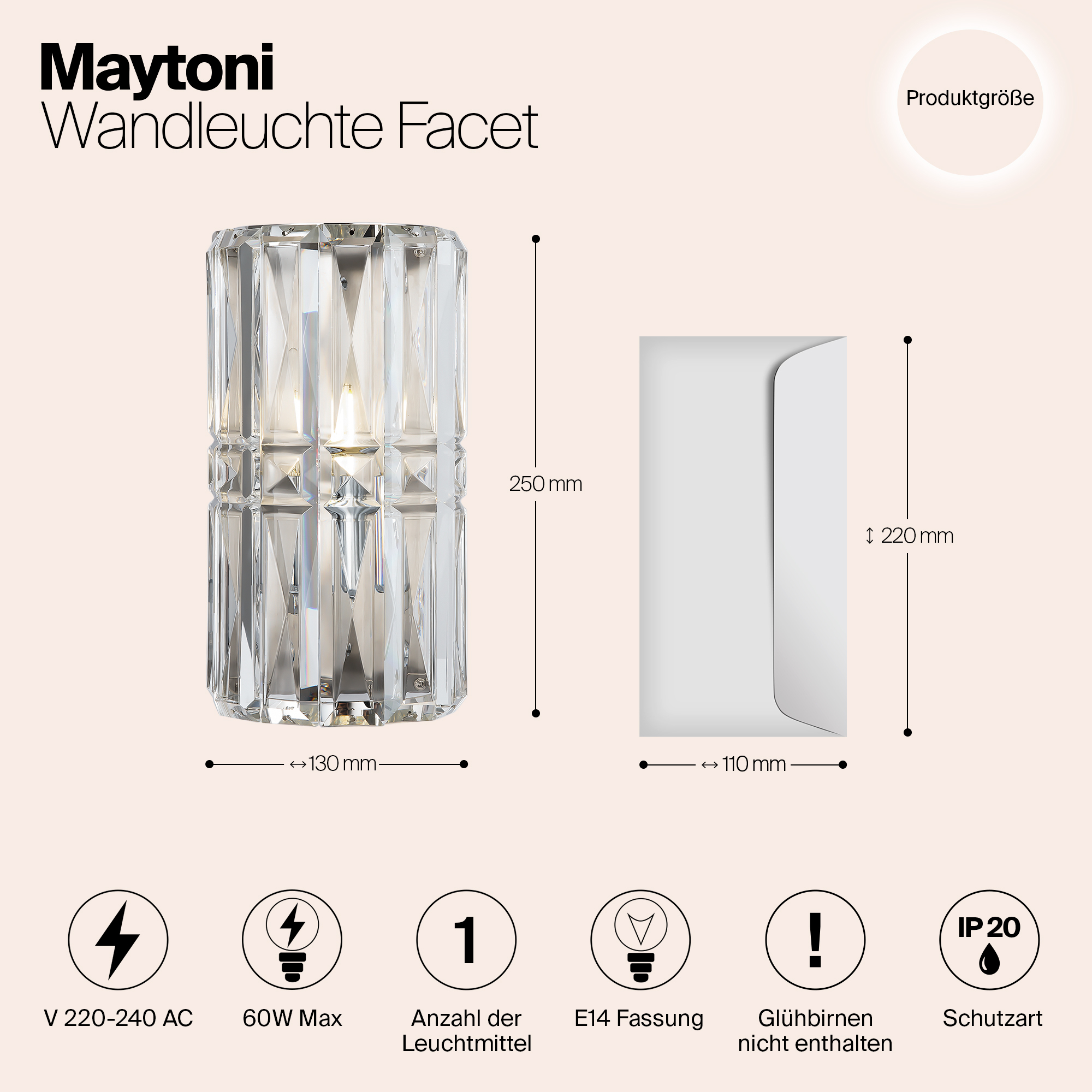 картинка Настенный светильник (бра) Maytoni MOD094WL-01CH от магазина pro-decor.kz