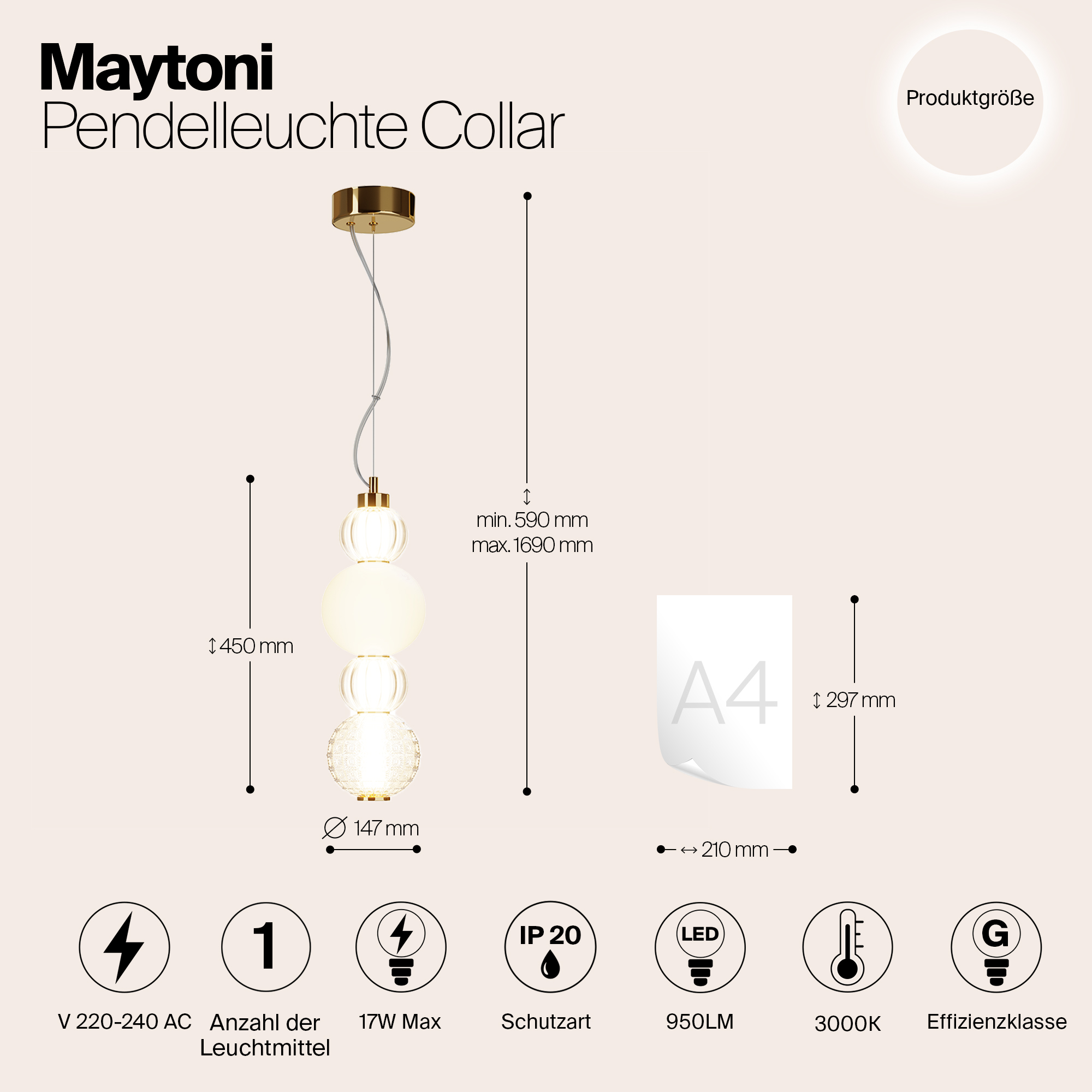 картинка Подвесной светильник Maytoni P069PL-L17G3K от магазина pro-decor.kz