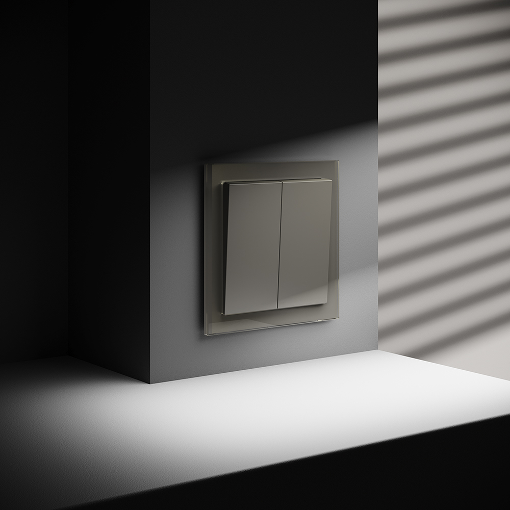 картинка Проходной переключатель встраиваемый VOLTUM S70 двухклавишный 10А, (шелк) VLS020304 от магазина pro-decor.kz