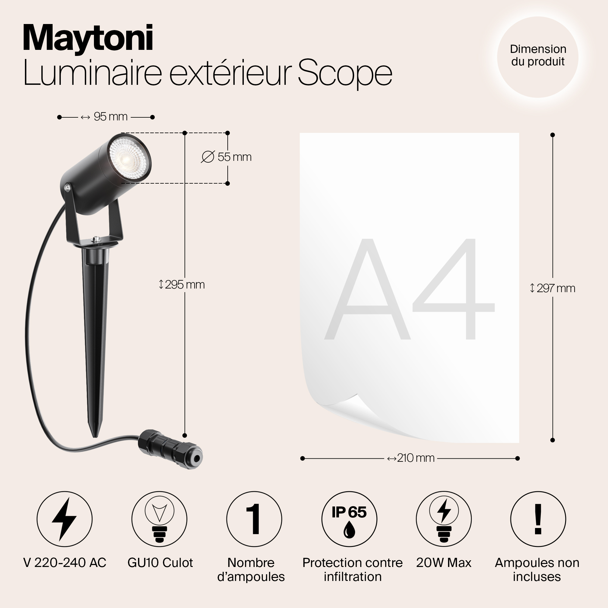 картинка Ландшафтный светильник Maytoni Scope O025FL-01B магазин pro-decor.kz являющийся официальным дистрибьютором в Казахстане картинка Ландшафтный светильник Maytoni Scope O025FL-01B от магазина pro-decor.kz