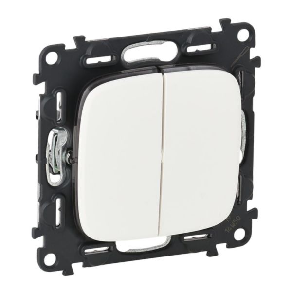 картинка Выключатель двухклавишный Legrand Valena Allure 10A 250V белый 752705 от магазина pro-decor.kz