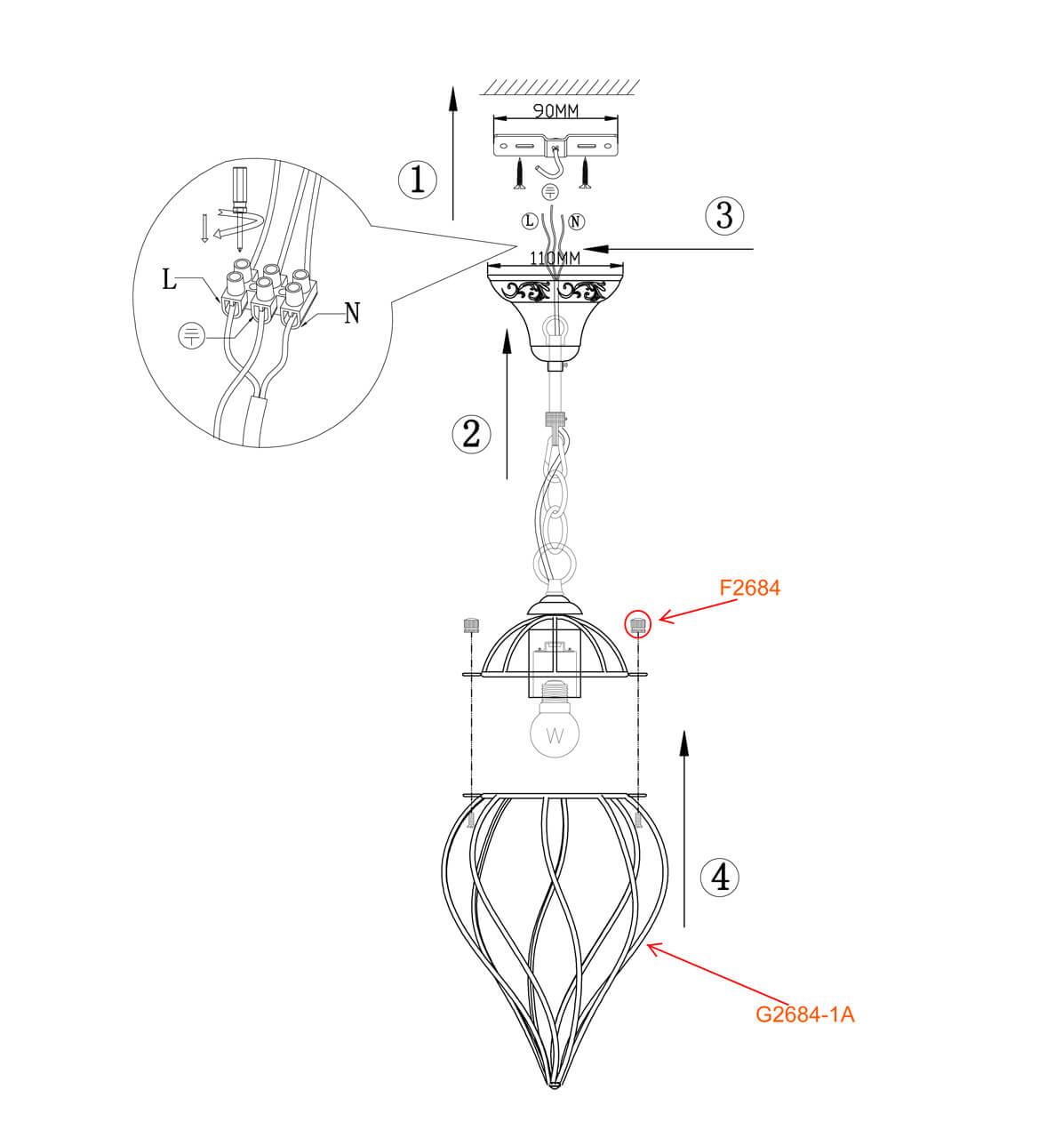 картинка Подвесной светильник Odeon Light Nargiz 2684/1A от магазина pro-decor.kz
