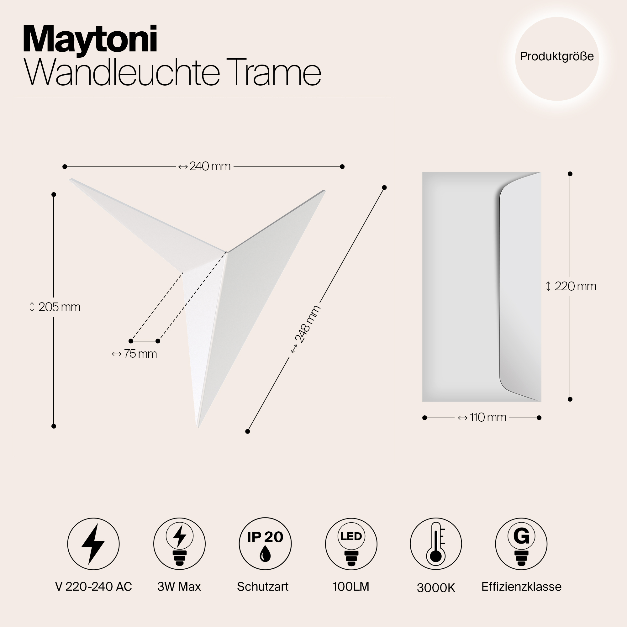 картинка Настенный светодиодный светильник Maytoni Trame C808WL-L3W от магазина pro-decor.kz