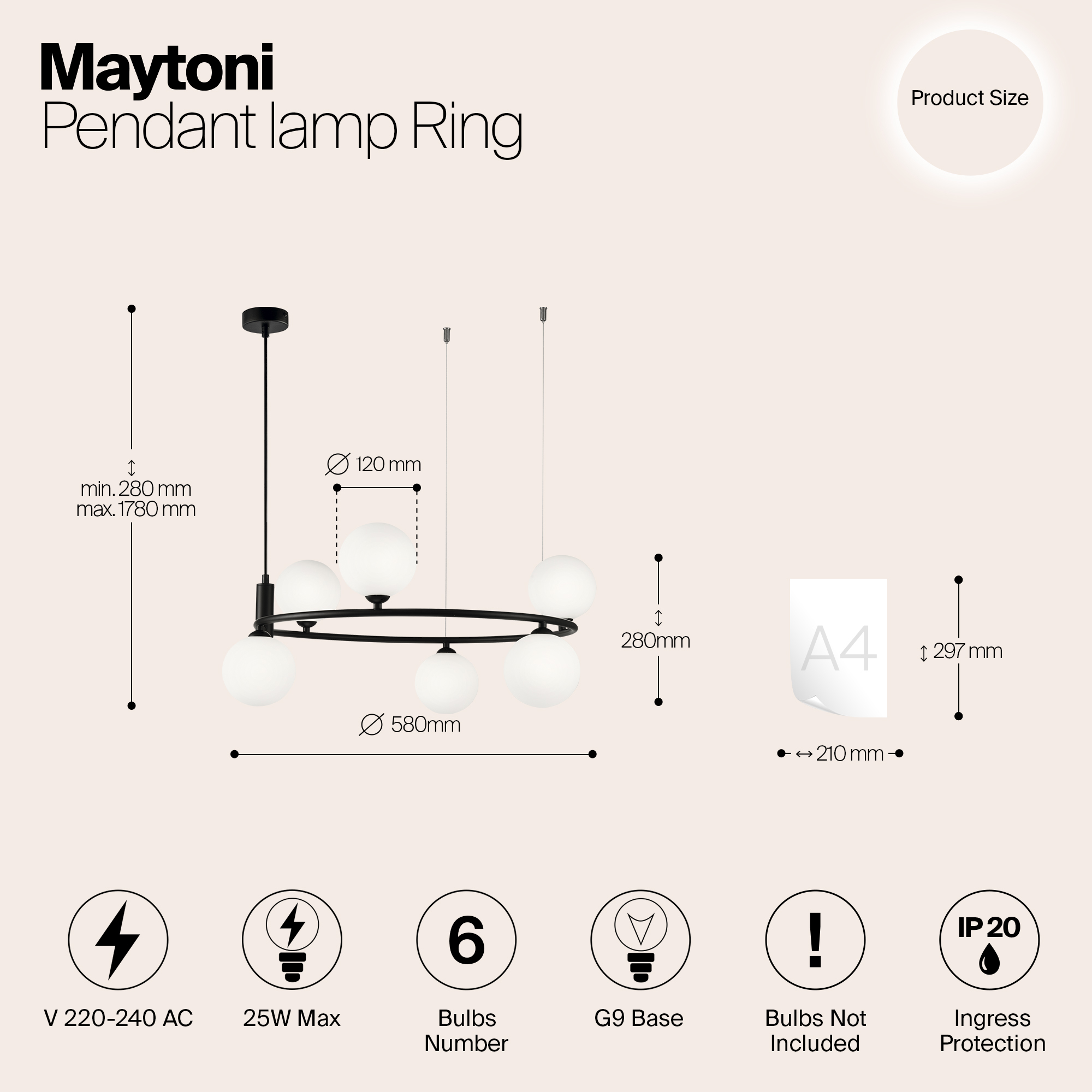 картинка Подвесная люстра Maytoni Ring MOD013PL-06B от магазина pro-decor.kz