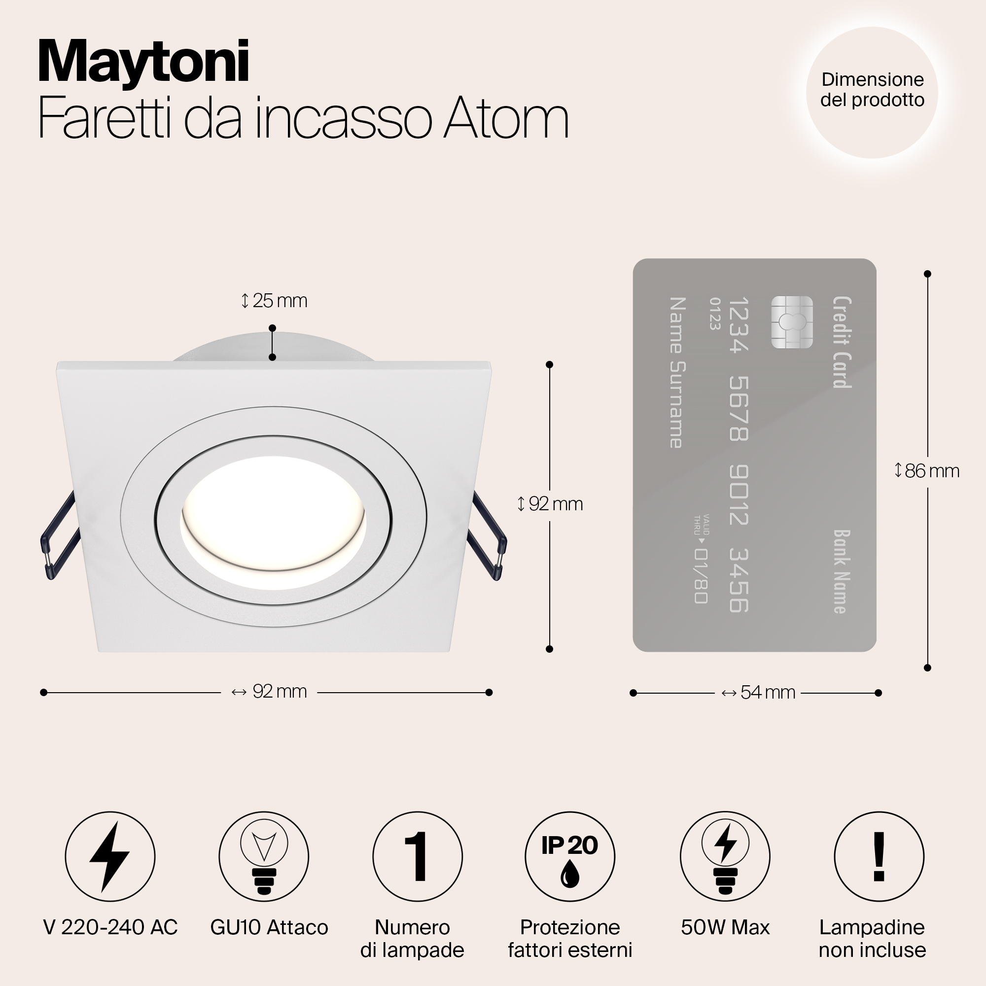 картинка Встраиваемый светильник Maytoni Atom DL024-2-01W от магазина pro-decor.kz