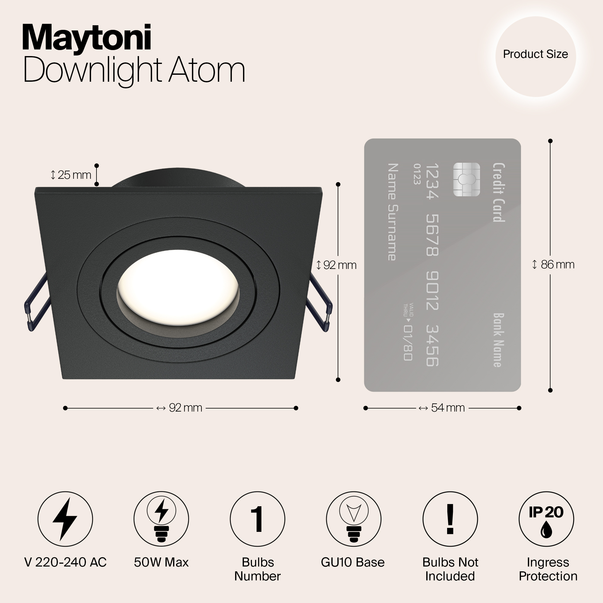 картинка Встраиваемый светильник Maytoni Atom DL024-2-01B от магазина pro-decor.kz
