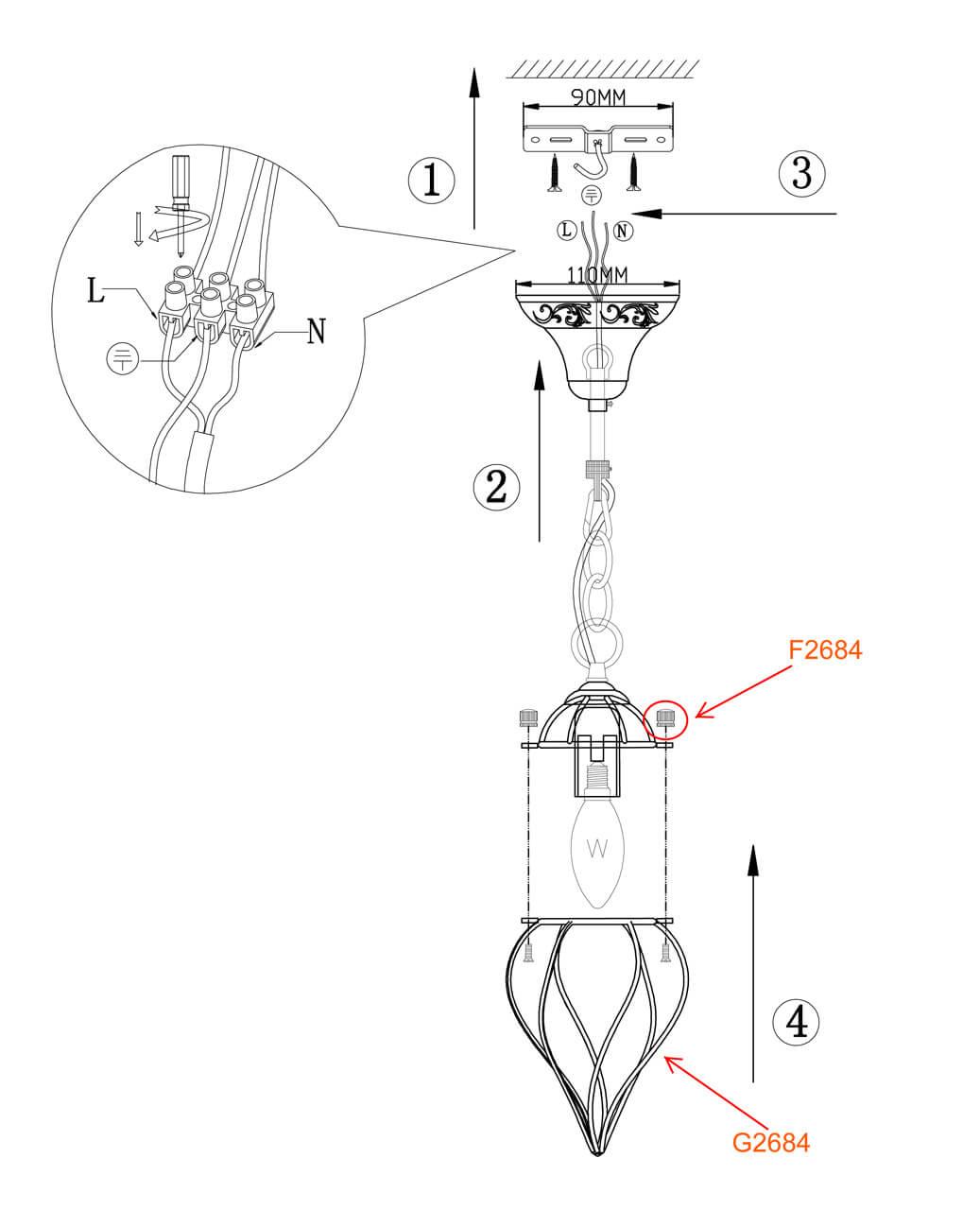 картинка Подвесной светильник Odeon Light Nargiz 2684/1 от магазина pro-decor.kz