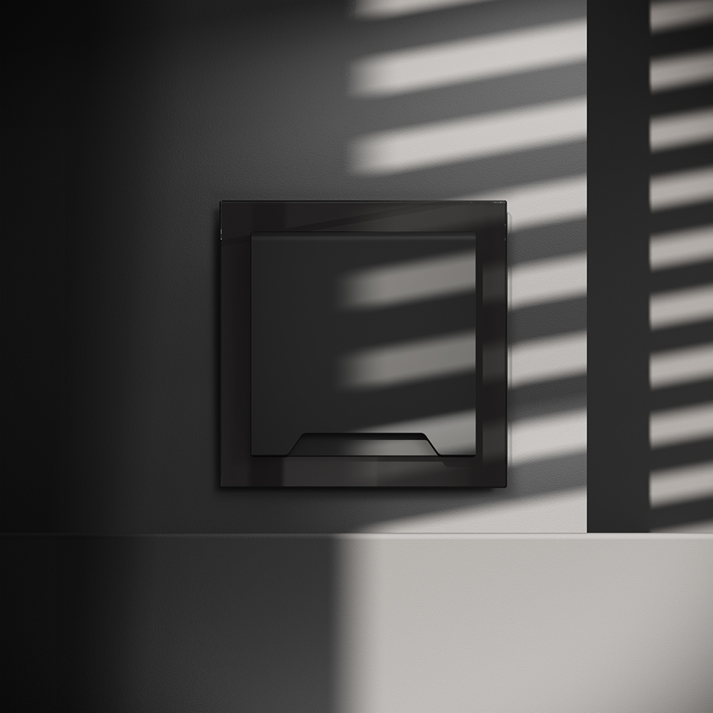 картинка Розетка встраиваемая VOLTUM S70 с заземлением, защитными шторками и крышкой 16А, (черный матовый) VLS040308 от магазина pro-decor.kz