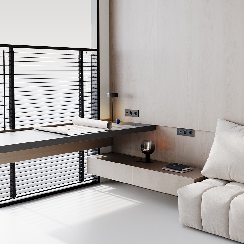 картинка Розетка встраиваемая VOLTUM S70 с заземлением 16А, (черный матовый) VLS040108 от магазина pro-decor.kz