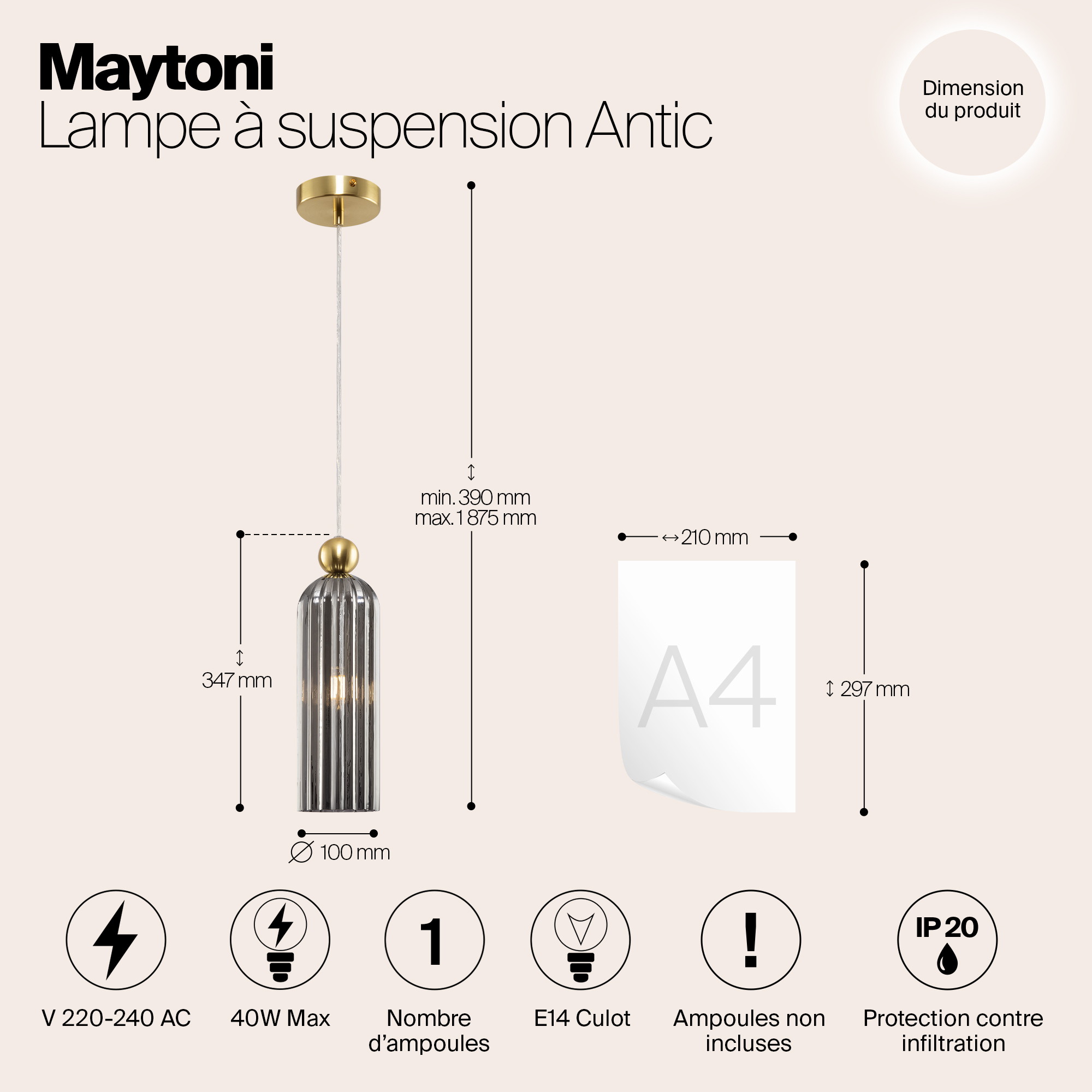 картинка Подвесной светильник Maytoni MOD302PL-01GR от магазина pro-decor.kz