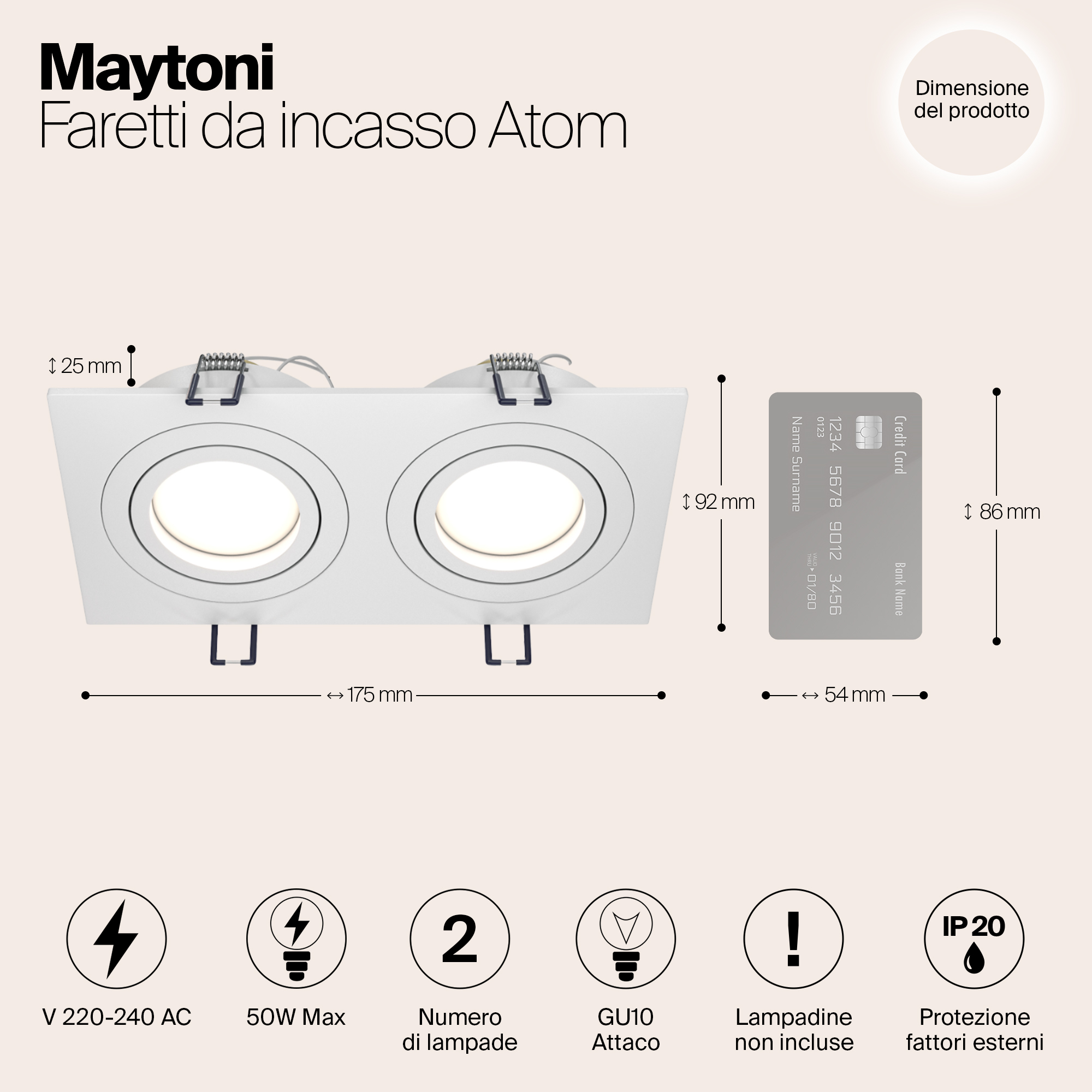 картинка Встраиваемый светильник Maytoni Atom DL024-2-02W от магазина pro-decor.kz