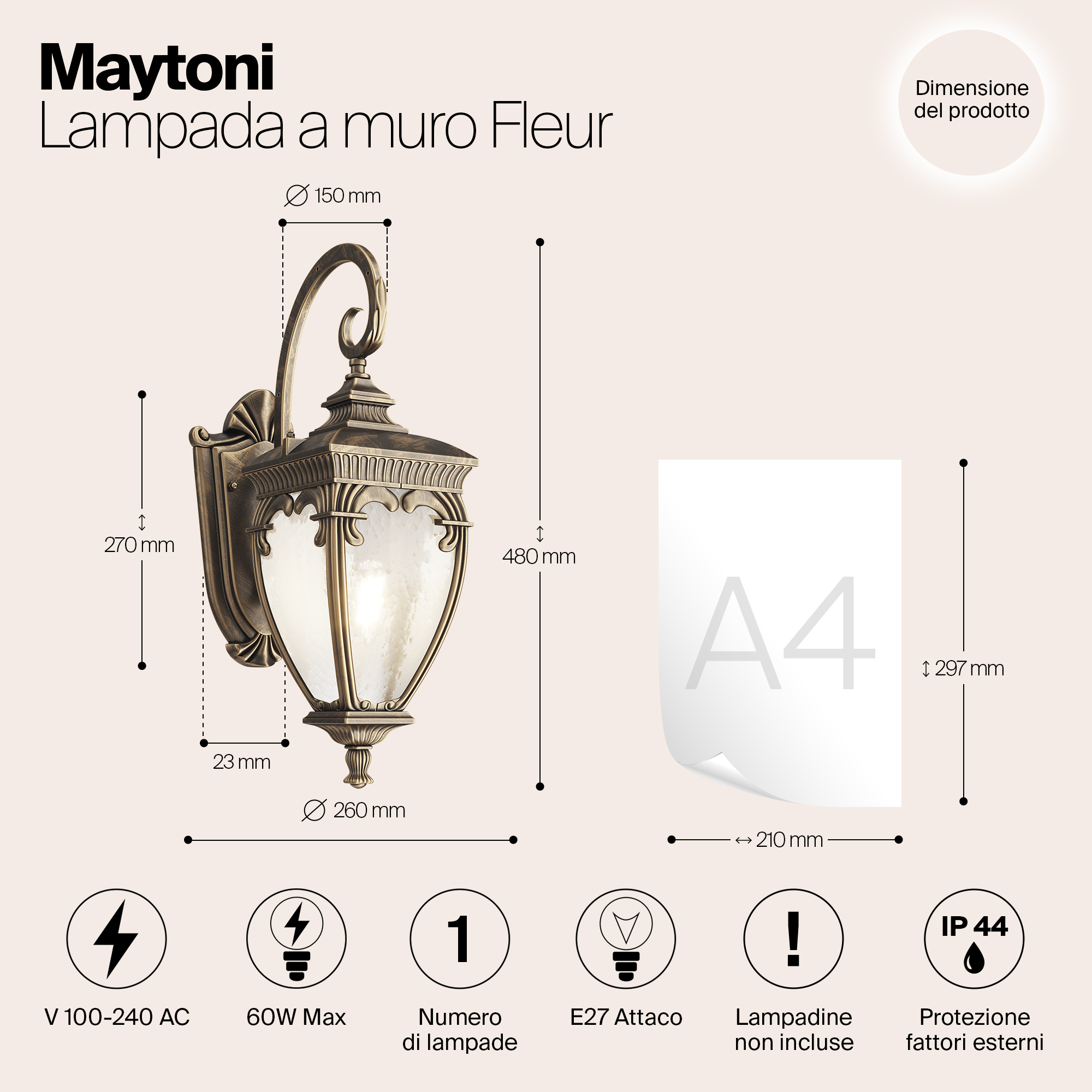 картинка Настенный светильник Maytoni Fleur O414WL-01GB от магазина pro-decor.kz