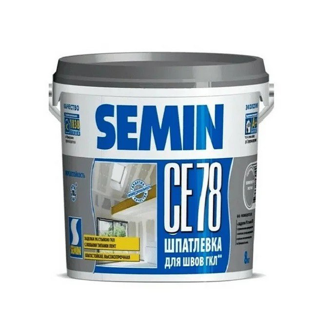 Шпатлевка  SEMIN CE78  Серая крышка (8 кг) универсальная
