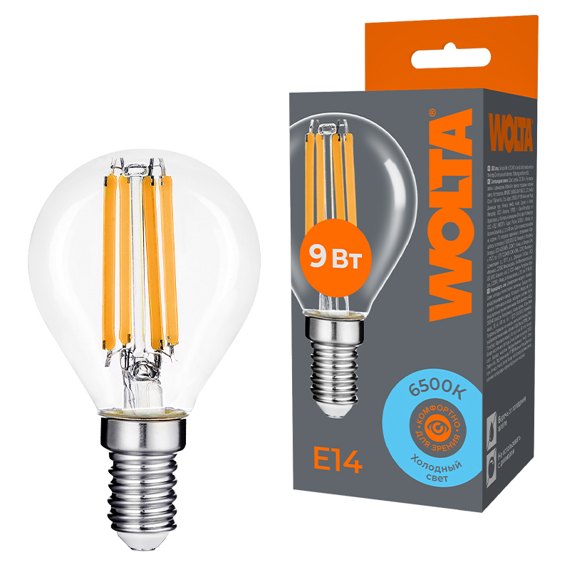 картинка Светодиодная лампа WOLTA WF-G45-9W6KE14 от магазина pro-decor.kz