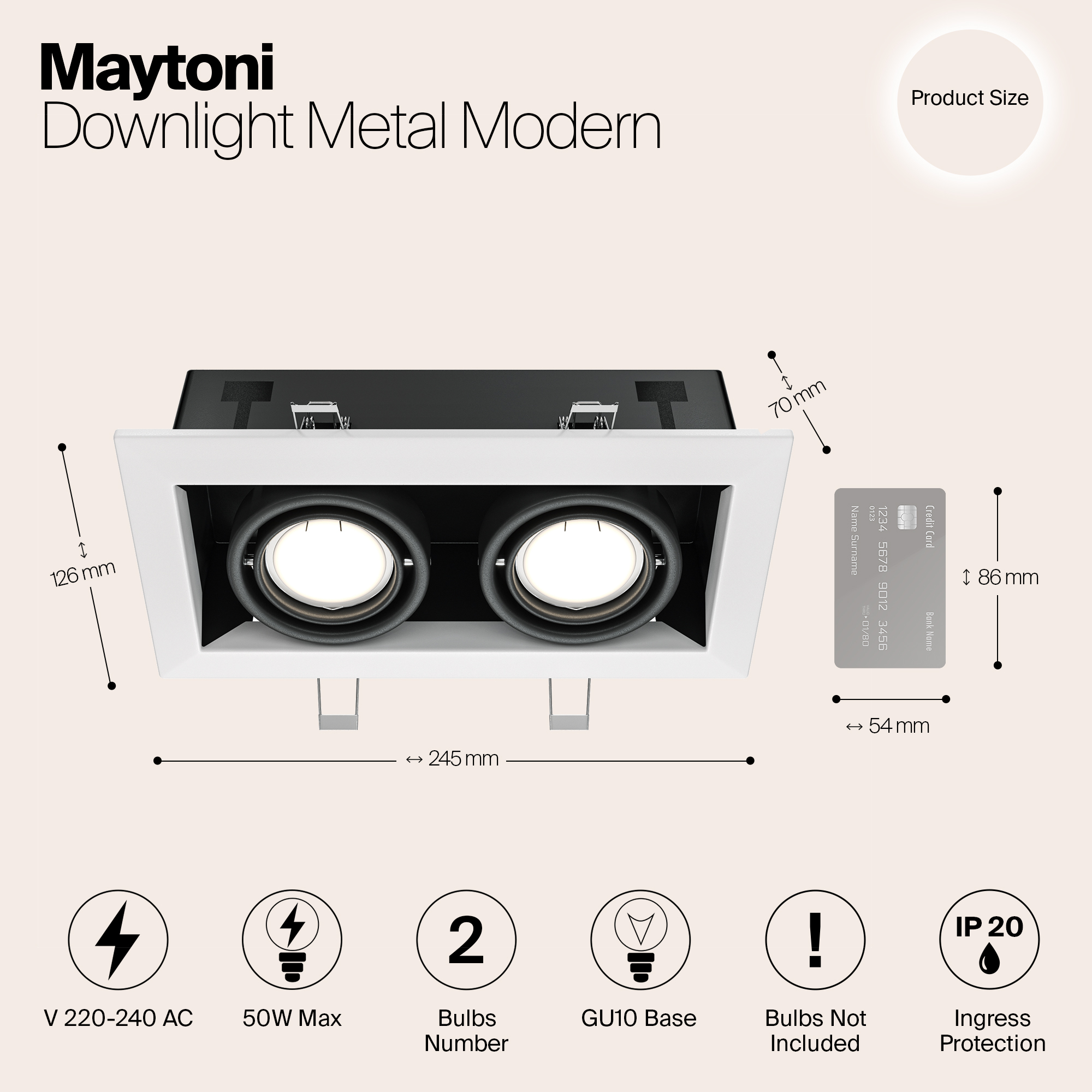 картинка Встраиваемый светильник Maytoni Metal DL008-2-02-W от магазина pro-decor.kz